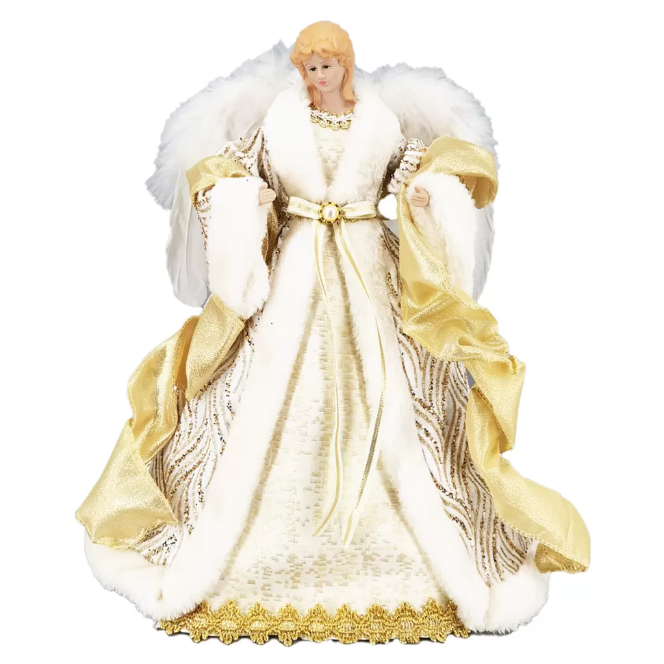 Christmas Forever ANGEL TREE TOP 16″ IVORY/GOLD