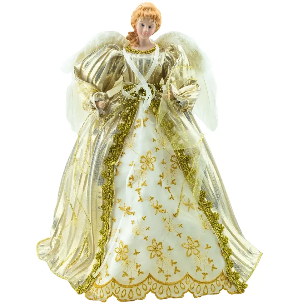 Christmas Forever ANGEL TREE TOP 17″ GOLD/IVORY W/LED LIGHT