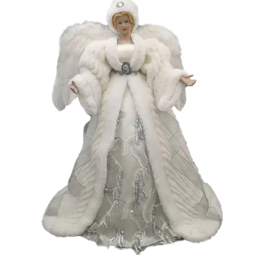 Christmas Forever ANGEL TREE TOP 24″ SILVER/WHITE W/ HAT