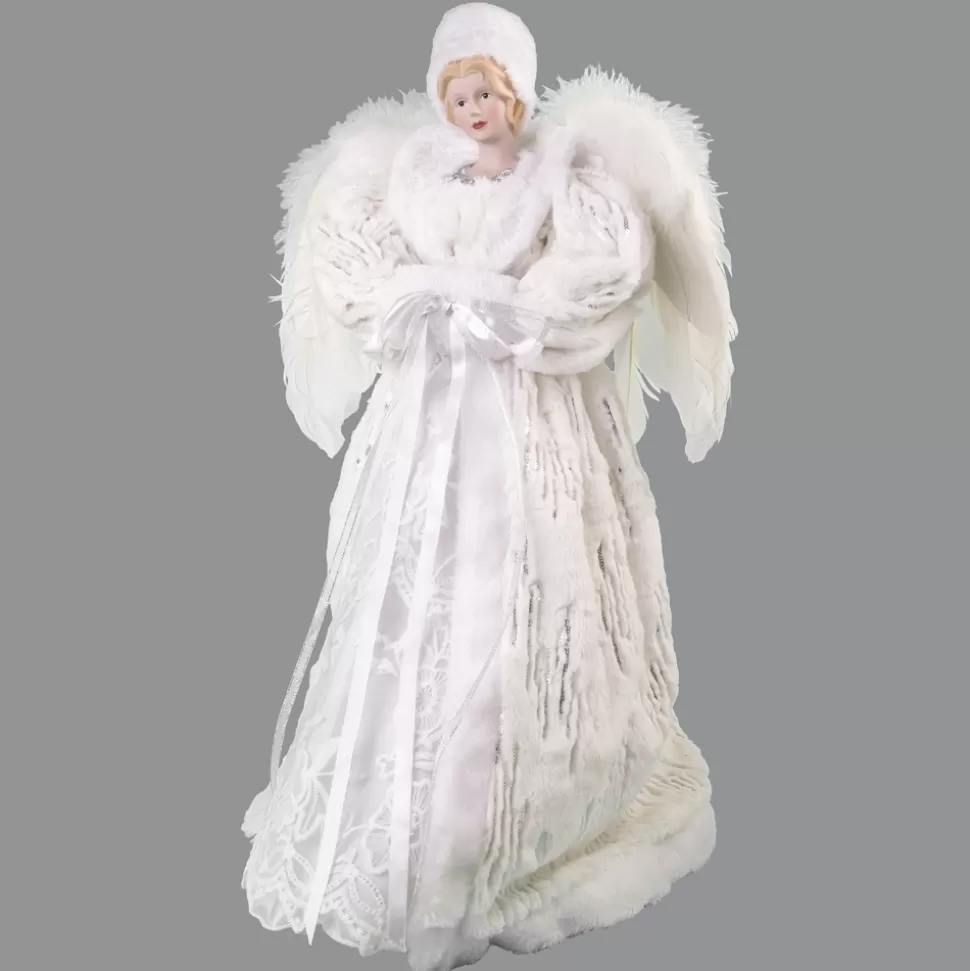 Christmas Forever ANGEL TREE TOP 24″ WHITE FAUX FUR W/ LACE W/ HAT