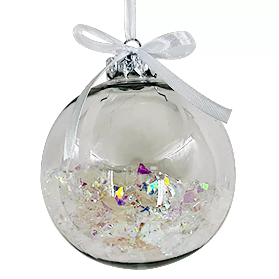 Christmas Forever BALL CLEAR 100MM W/ WHITE IRR FLAKES