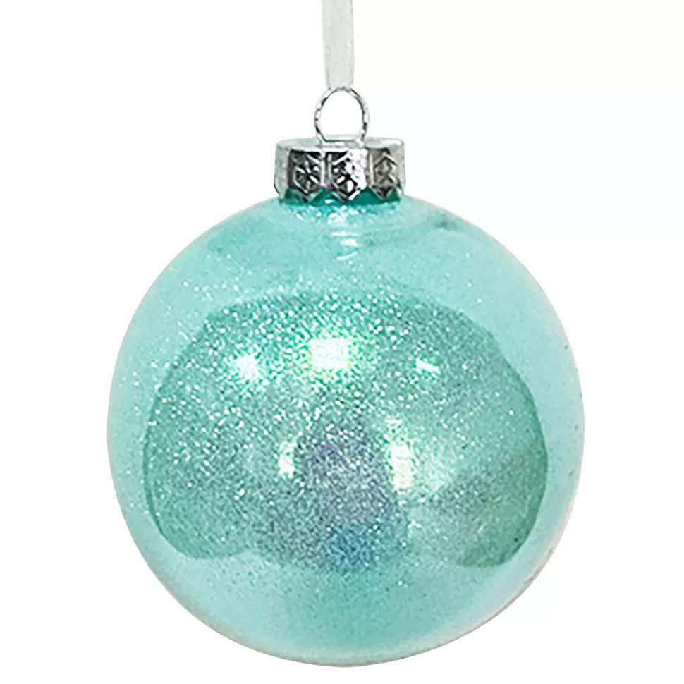 Christmas Forever BALL DECOR BLUE 100MM CLEAR W/ INSIDE GLITTER
