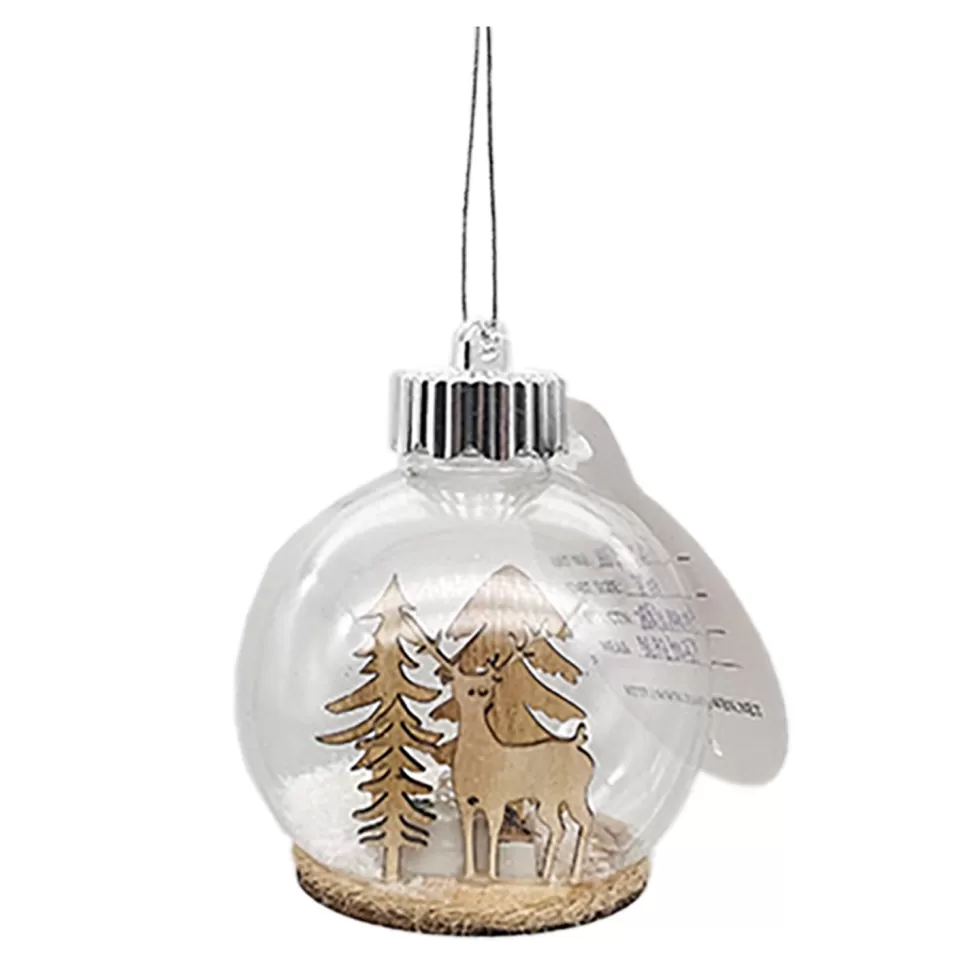 Christmas Forever BALL DECOR CLEAR 3″ DEER SCENE