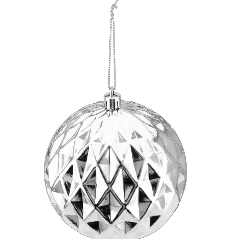 Christmas Forever BALL DIAMOND CUT 100MM SHINY SILVER