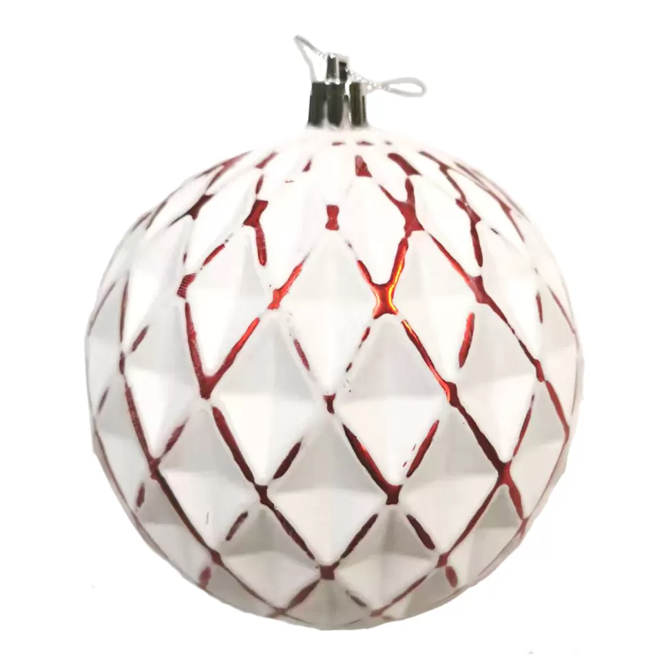 Christmas Forever BALL DIAMOND LOOK 100MM WHITE/ RED