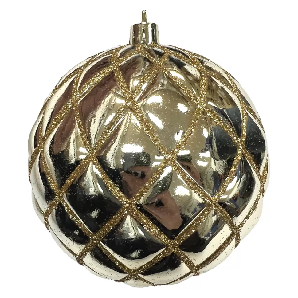 Christmas Forever BALL DIAMOND PT. 100MM SHINY GOLD W/ GOLD GLTR.