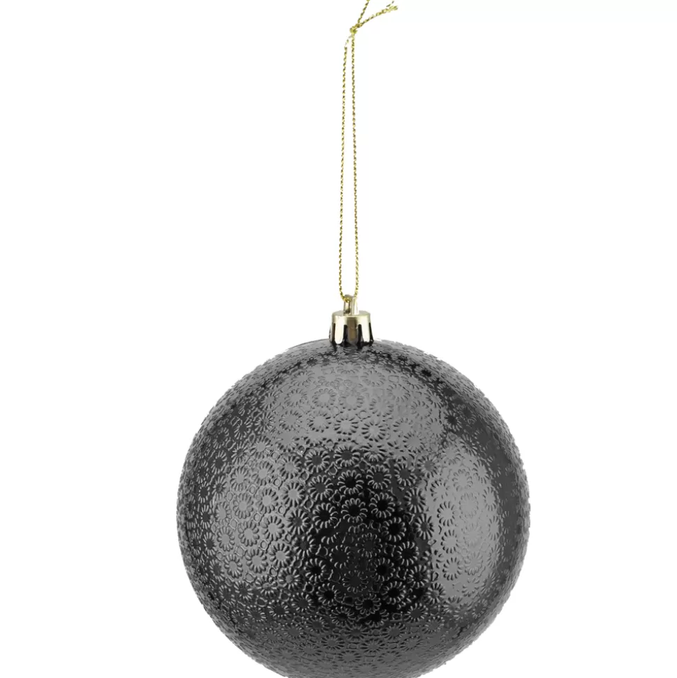 Christmas Forever BALL EMBOSSED 100MM SHINY BLACK