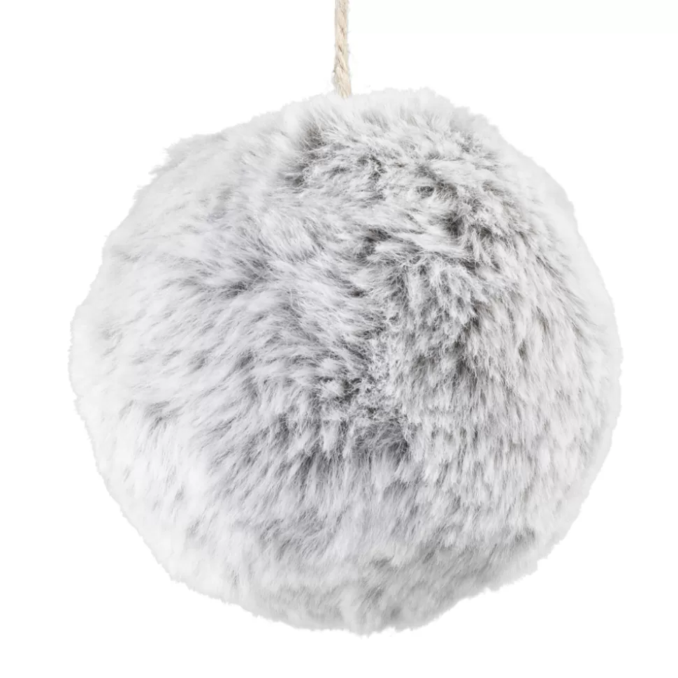 Christmas Forever BALL FABRIC FUR 3″ GRAY