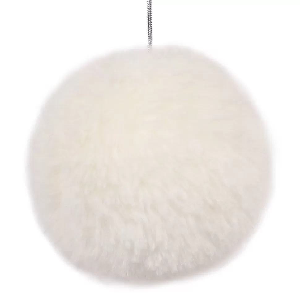 Christmas Forever BALL FABRIC FUR 3″ WHITE