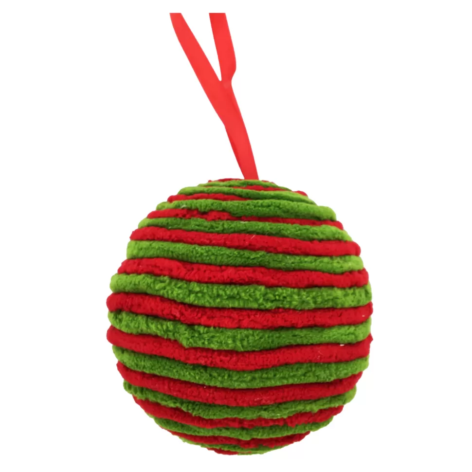 Christmas Forever BALL FABRIC FURRY ROPE 3″ RED/ GREEN