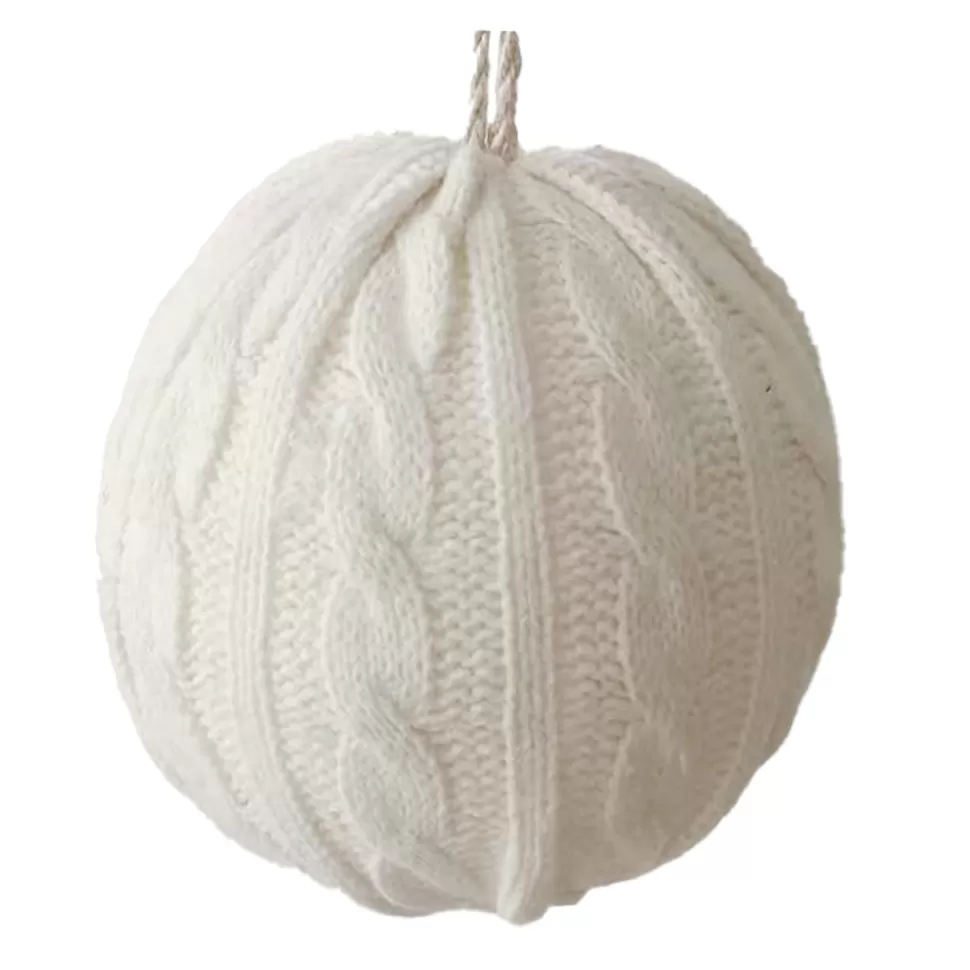Christmas Forever BALL FABRIC KNITTED 4″ WHITE