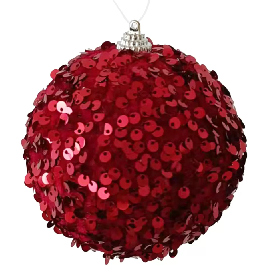 Christmas Forever BALL FABRIC SEQUIN 100MM BURGUNDY