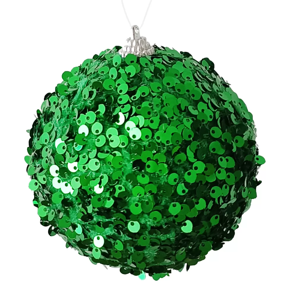 Christmas Forever BALL FABRIC SEQUIN 100MM GREEN
