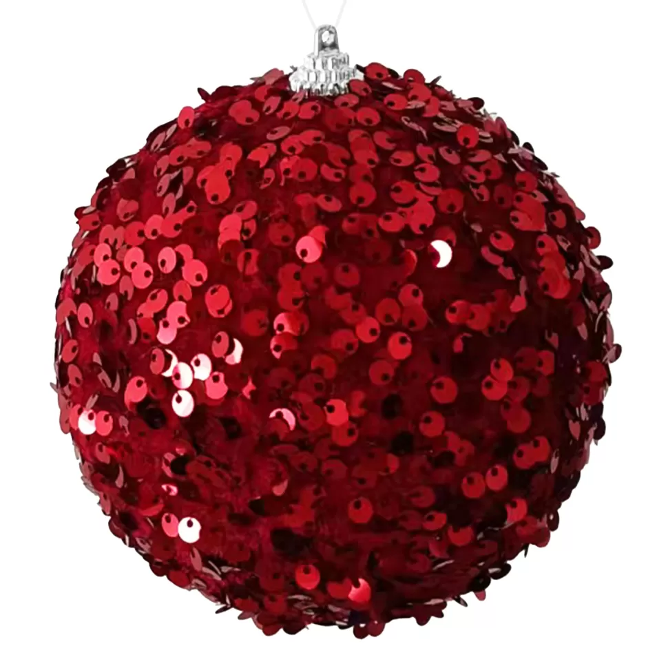 Christmas Forever BALL FABRIC SEQUIN 120MM BURGUNDY