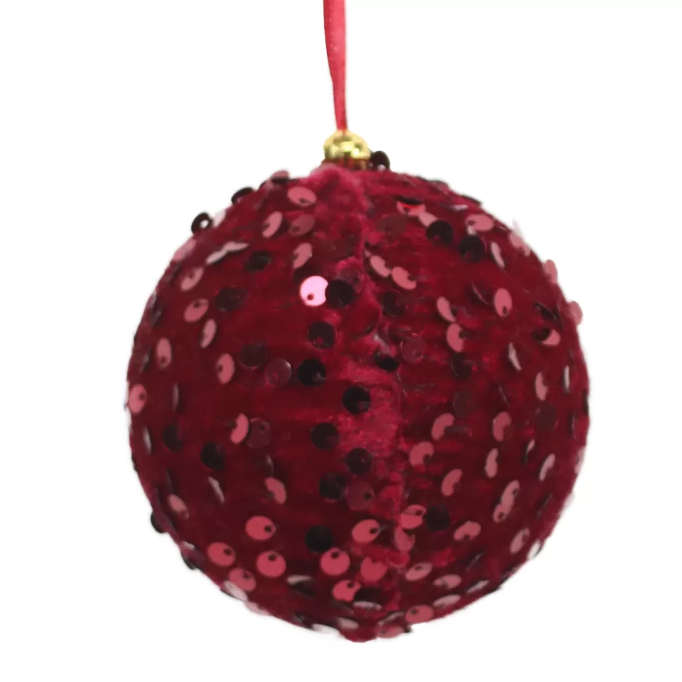 Christmas Forever BALL FABRIC SEQUIN 3″ BURGUNDY