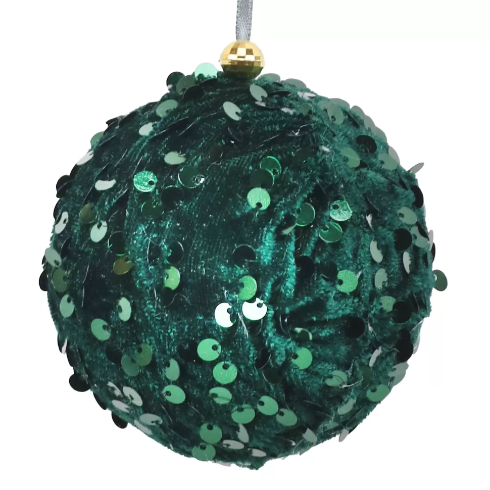 Christmas Forever BALL FABRIC SEQUIN 3″ EMERALD GREEN