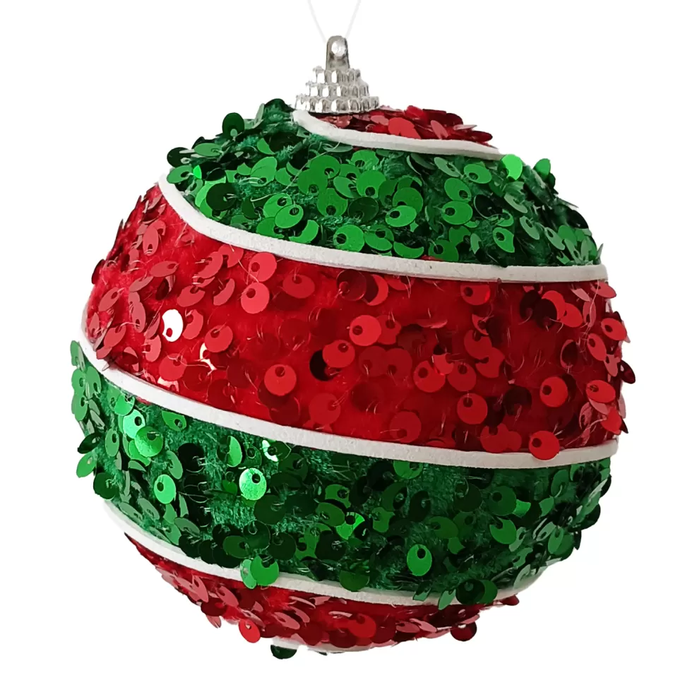 Christmas Forever BALL FABRIC SEQUIN SWIRL 100MM RED/GREEN