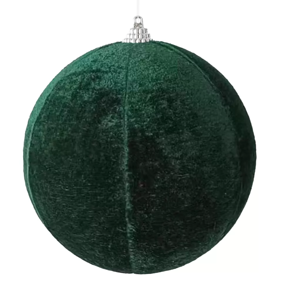 Christmas Forever BALL FABRIC VELVET 4.5″ DARK GREEN