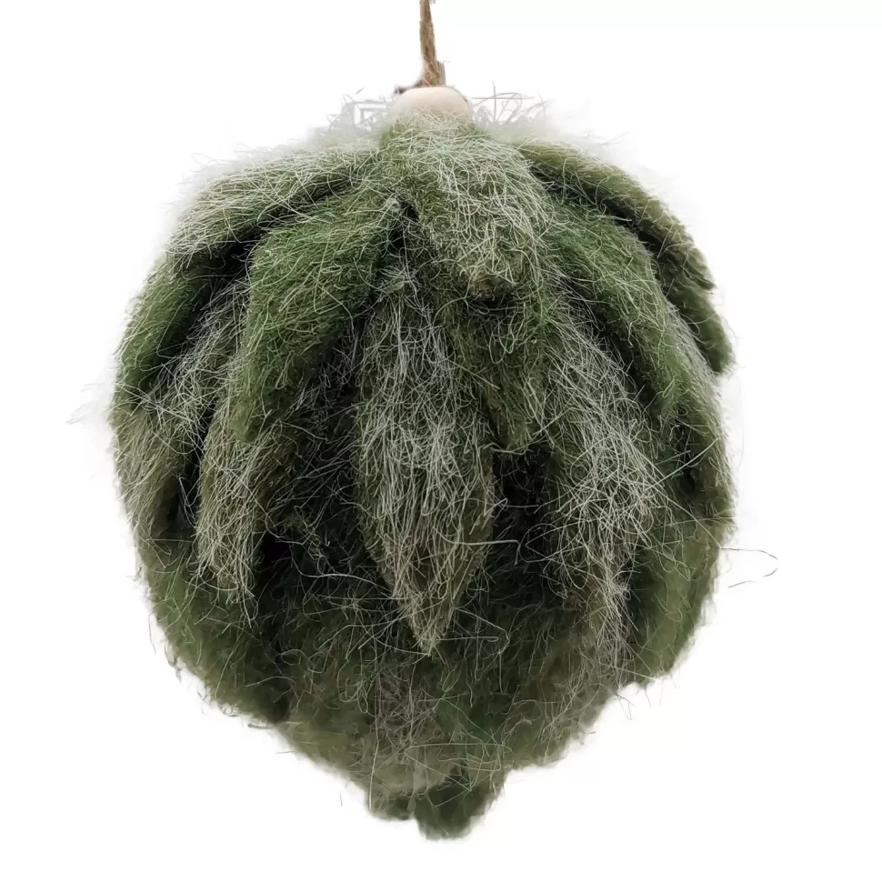 Christmas Forever BALL FELT GREEN 3″ FROSTED LOOKED