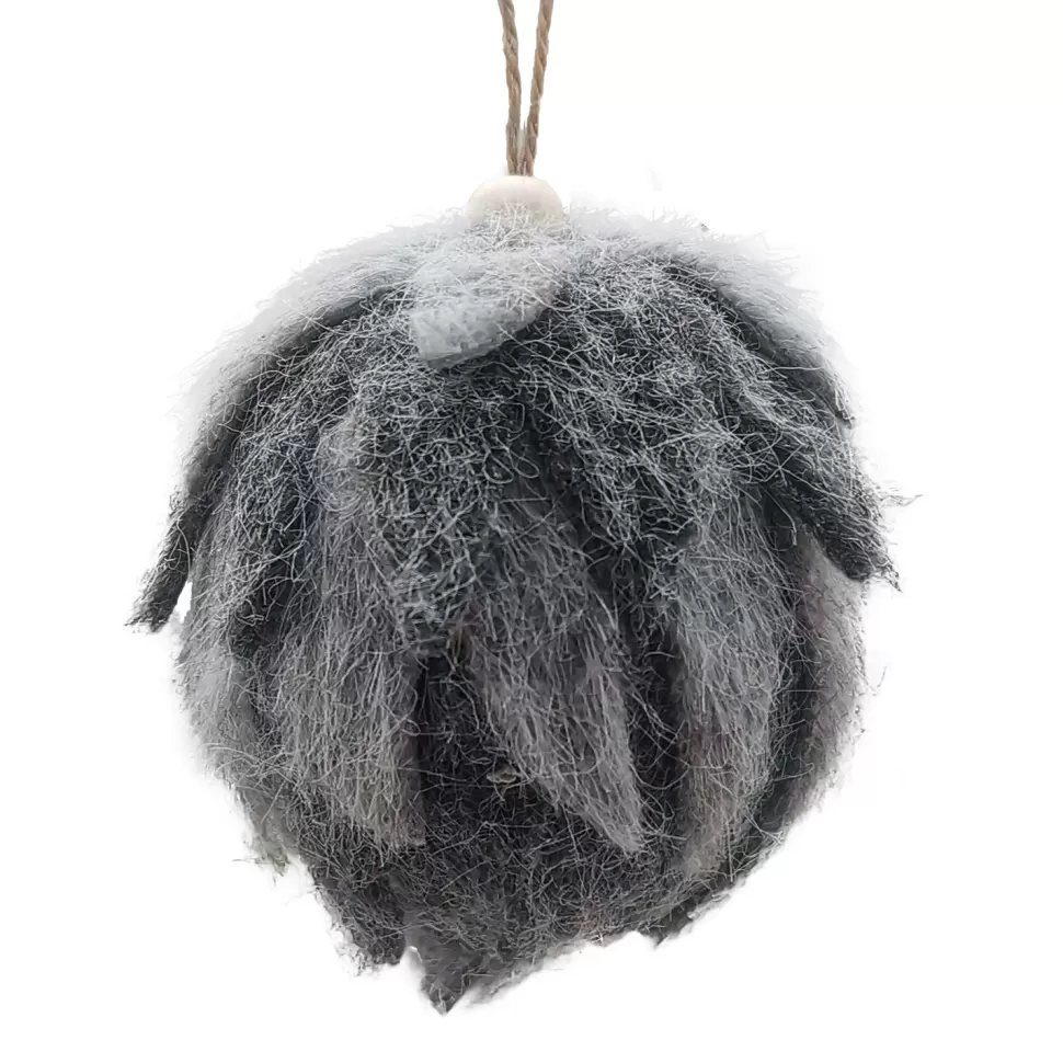 Christmas Forever BALL FELT GREY 3″ FROSTED LOOKED