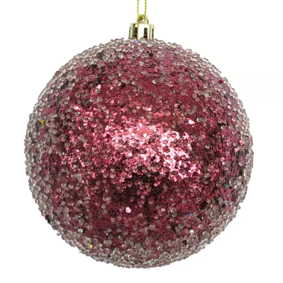 Christmas Forever BALL FROSTED BEAD & GLITTER 100MM BOYSENBERRY