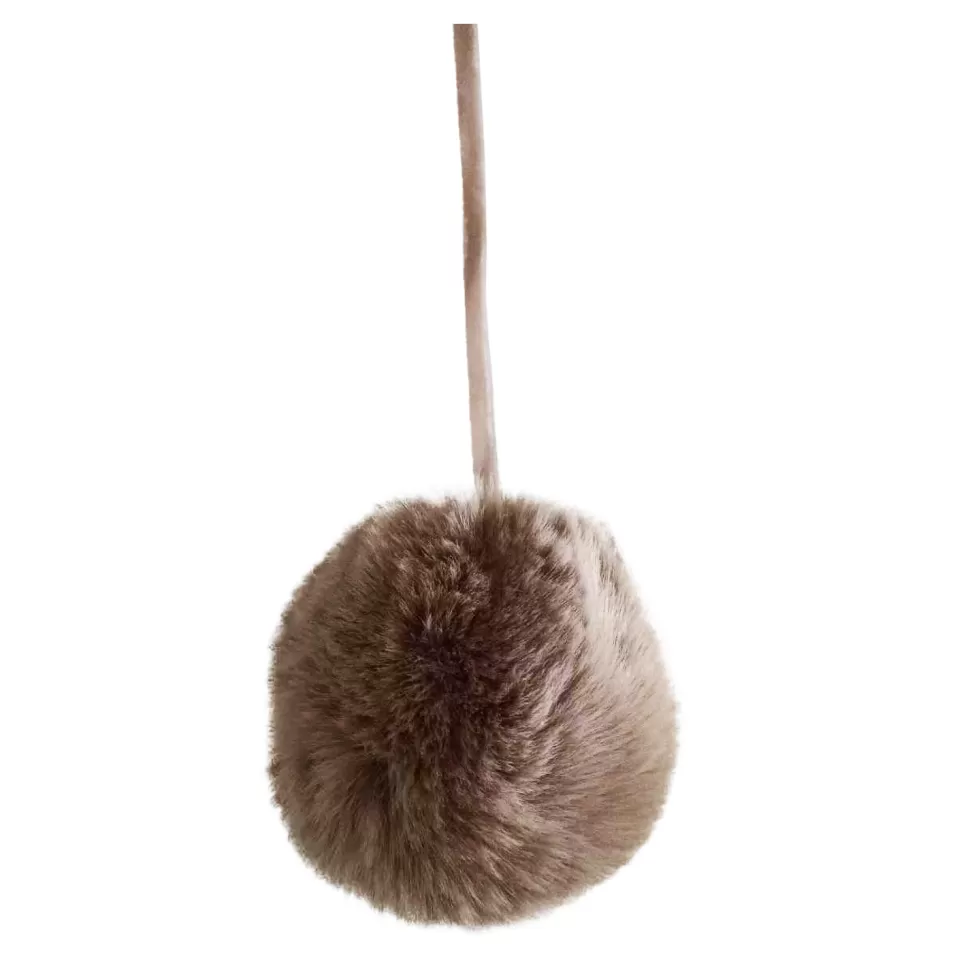 Christmas Forever BALL FUR FABRIC BROWN 4″