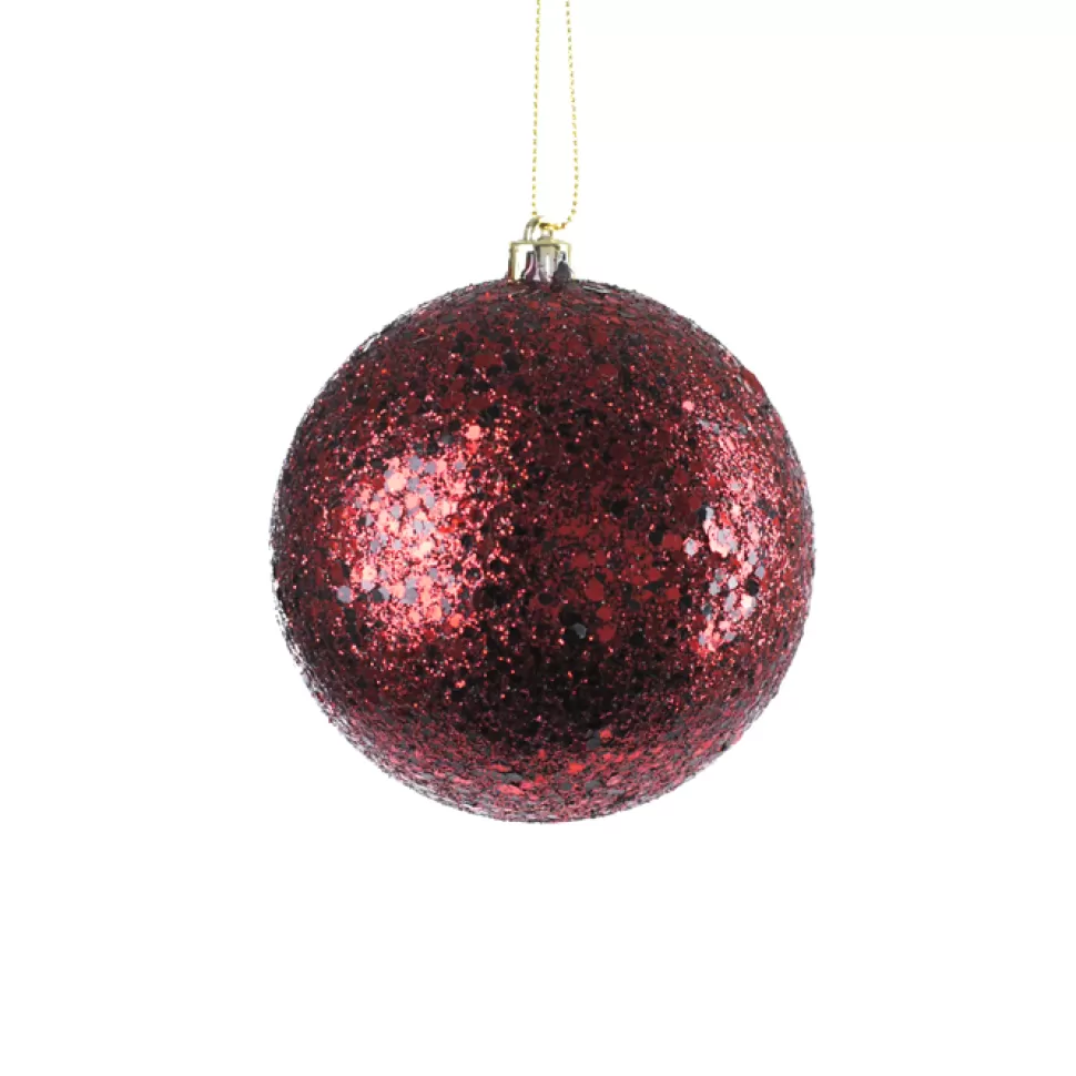 Christmas Forever BALL GLITTER 100MM BURGUNDY