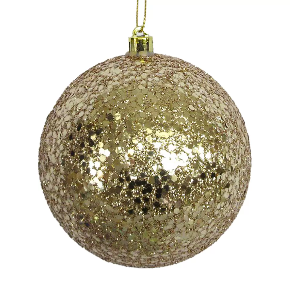 Christmas Forever BALL GLITTER 100MM CHAMPAGNE GOLD