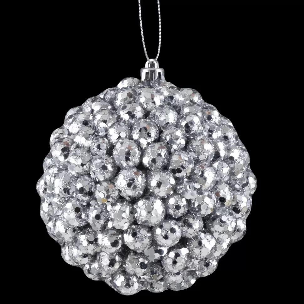 Christmas Forever BALL GLITTER POPCORN 100MM SILVER