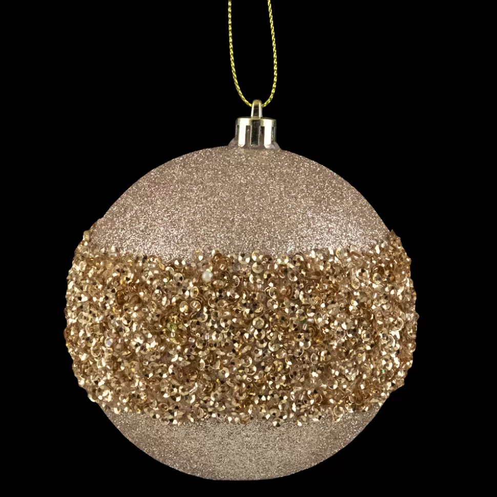 Christmas Forever BALL GLITTER W/BEAD BAND 100MM ROSE GOLD