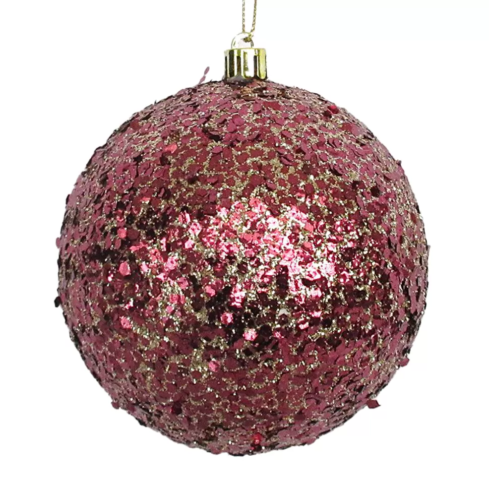 Christmas Forever BALL GLITTER-MIXED 100MM BOYSENBERRYW/ GOLD