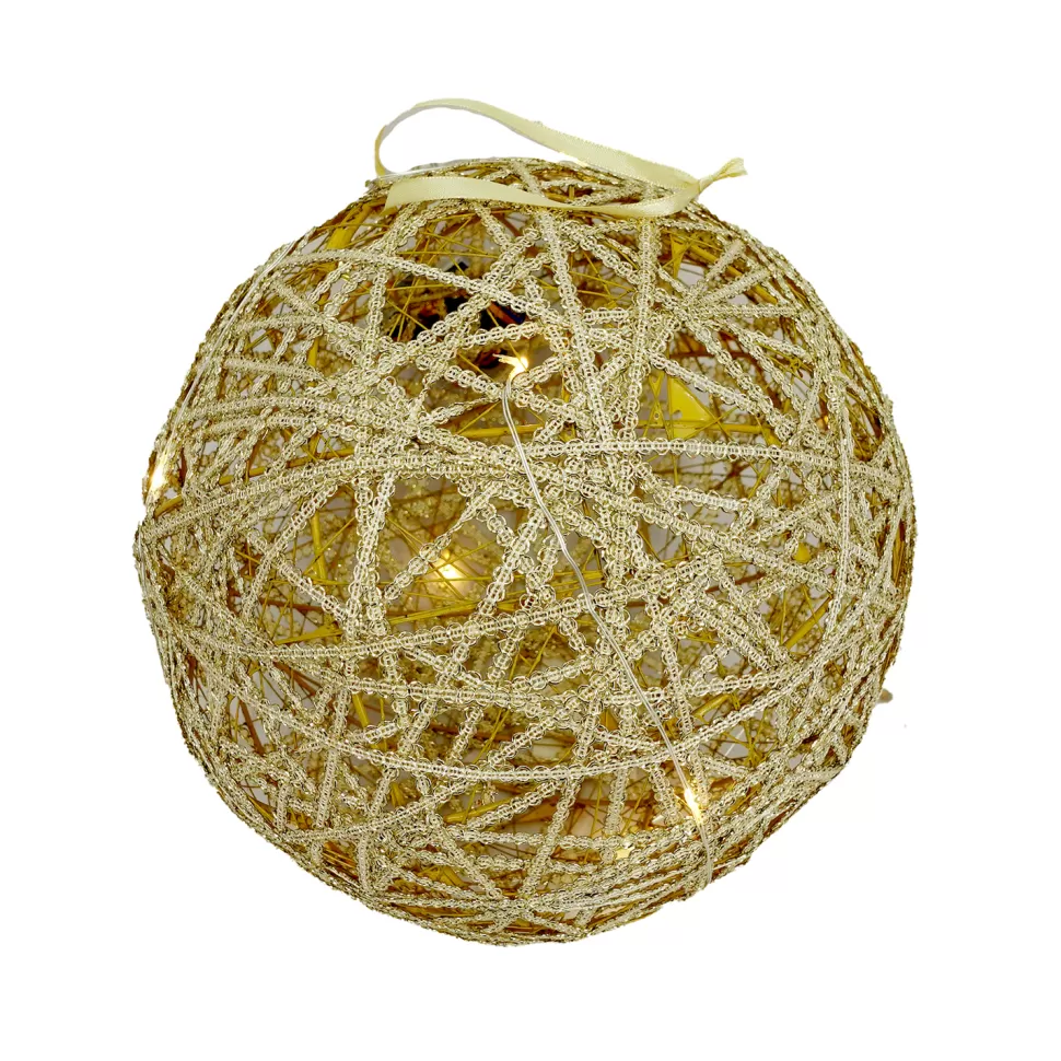 Christmas Forever BALL GOLD SEQUIN ROPE 10″ LED LIGHTS B/O CLEAR/ CHAMPAGNE