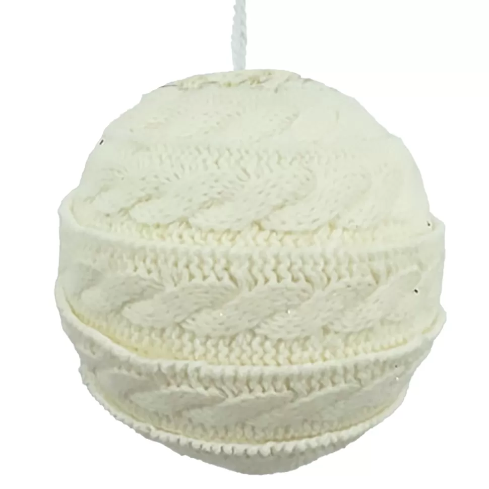 Christmas Forever BALL KNITTED FABRIC CREAM 4″