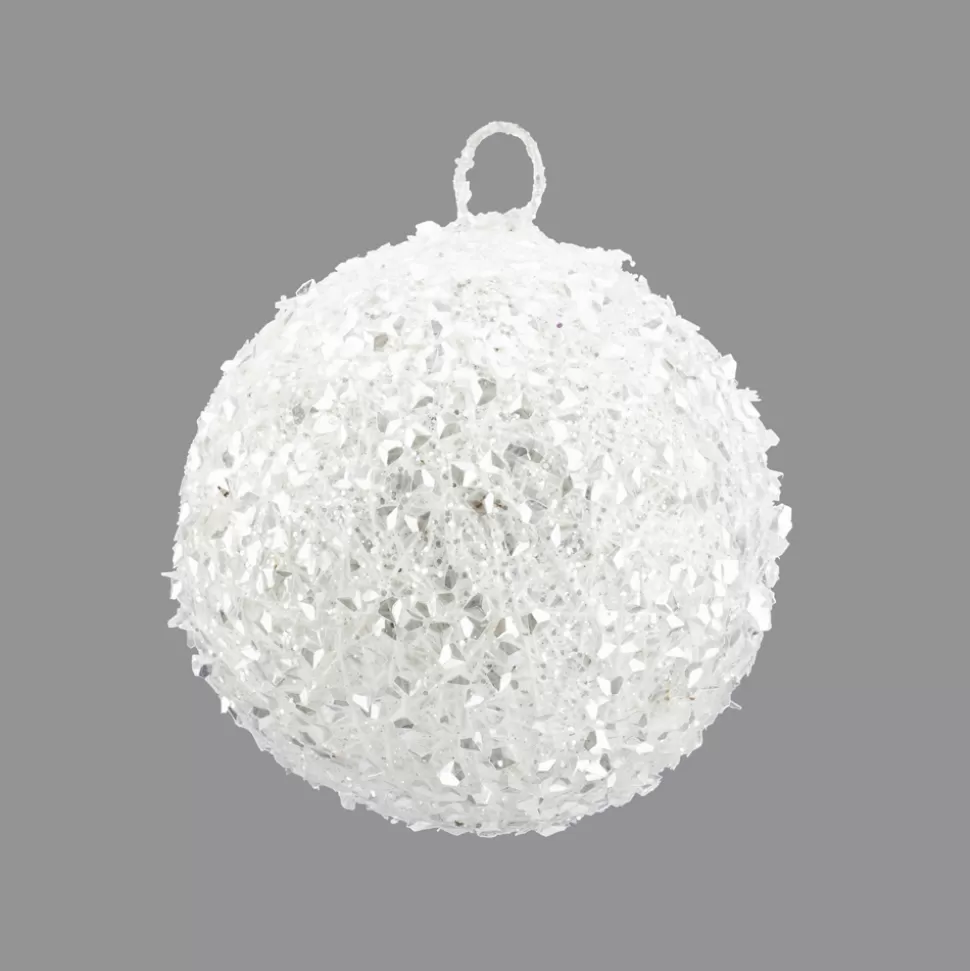 Christmas Forever BALL METAL WIRE/ GLITTER 125MM WHITE GLITTER