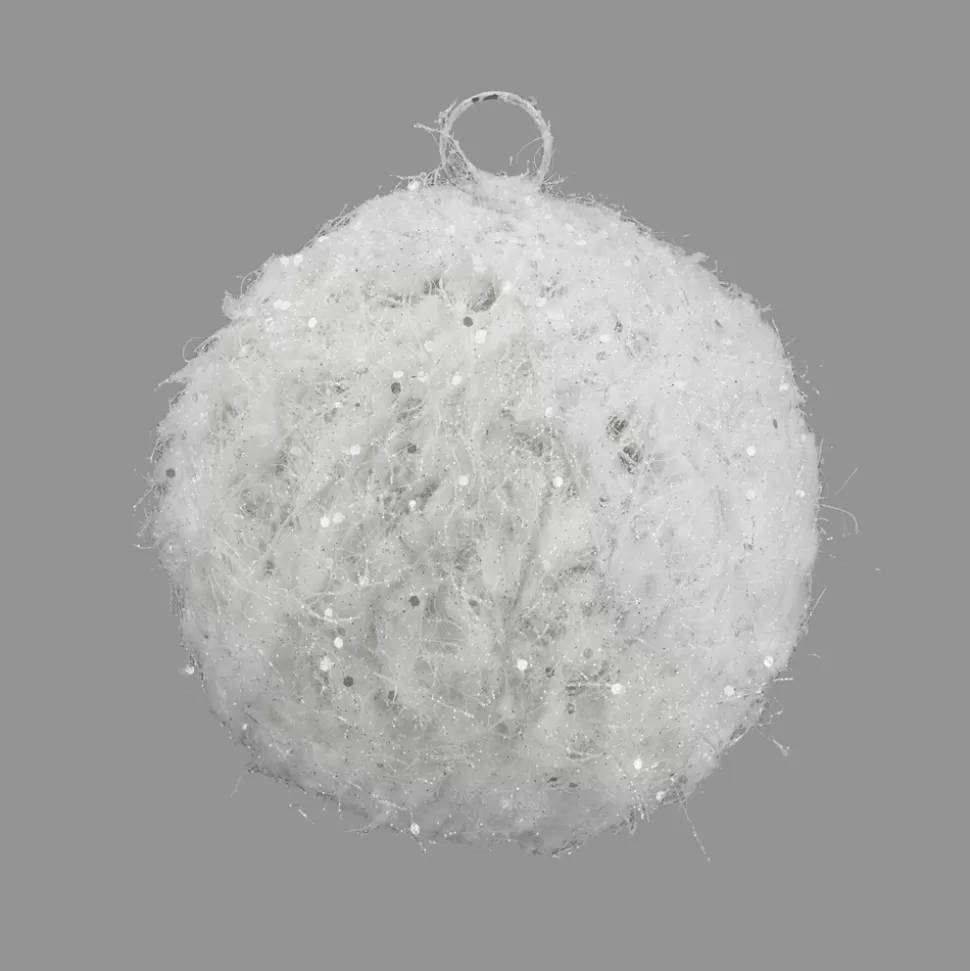Christmas Forever BALL METAL WIRE/ SPARKLE 6″ WHITE SPARKLE