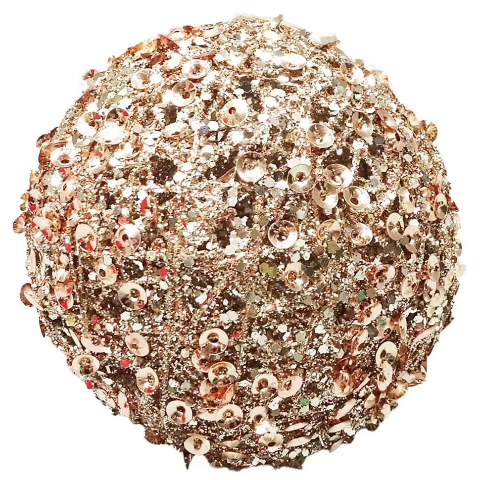 Christmas Forever BALL METAL WIRE/ YARN 120MM ROSE GOLD SEQUIN & GLITTER