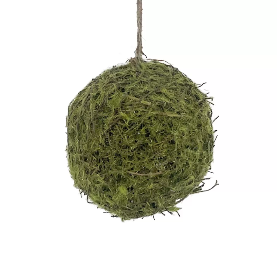 Christmas Forever BALL MOSS/ TWIG 4.5″ GREEN W/ RATTEN