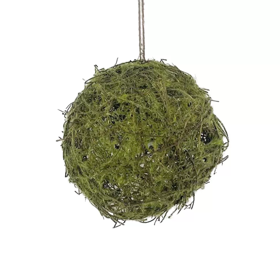 Christmas Forever BALL MOSS/ TWIG 4″ GREEN W/ RATTAN