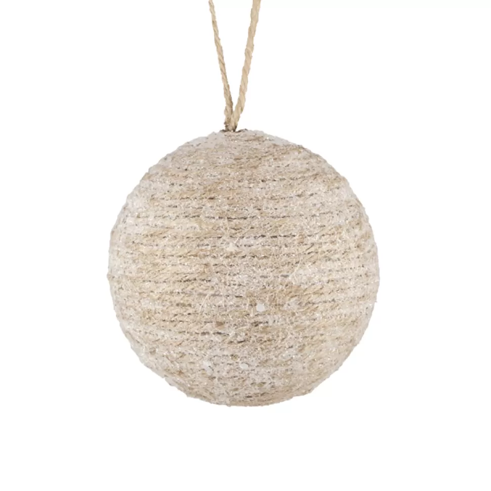 Christmas Forever BALL NATURAL JUTE 4″ FROSTED