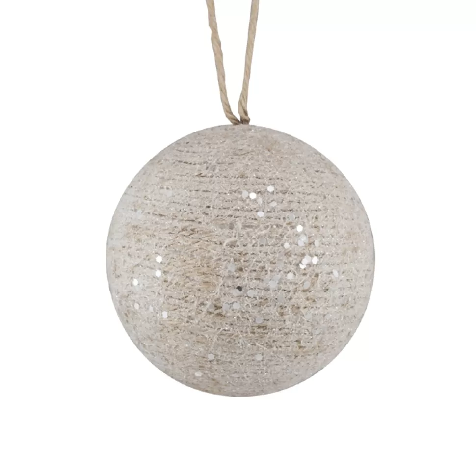 Christmas Forever BALL NATURAL JUTE 5″ FROSTED