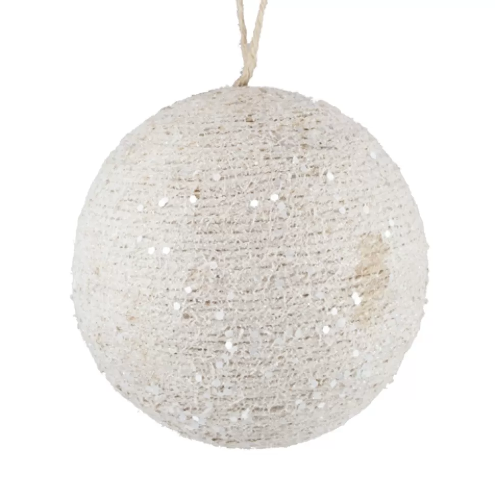 Christmas Forever BALL NATURAL JUTE 6″ FROSTED