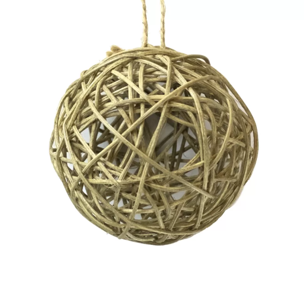 Christmas Forever BALL NATURAL RATTAN TAN 4″