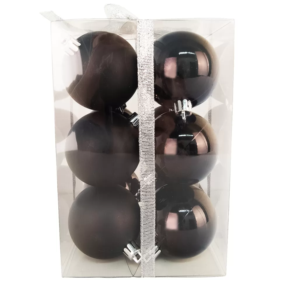 Christmas Forever BALLS BOXED 12PC 60MM BLACK SHINY/ MATT