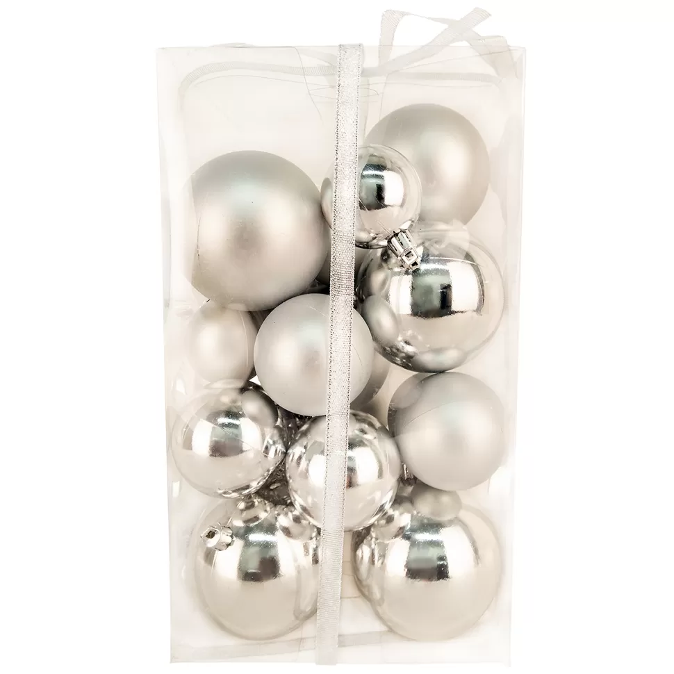 Christmas Forever BALLS BOXED 27PC 50/60/80MM SILVER SHINY/ MATT
