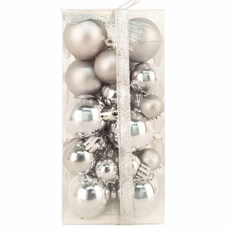 Christmas Forever BALLS BOXED 36PC 20/30/40MM PEWTER SHINY/ MATT