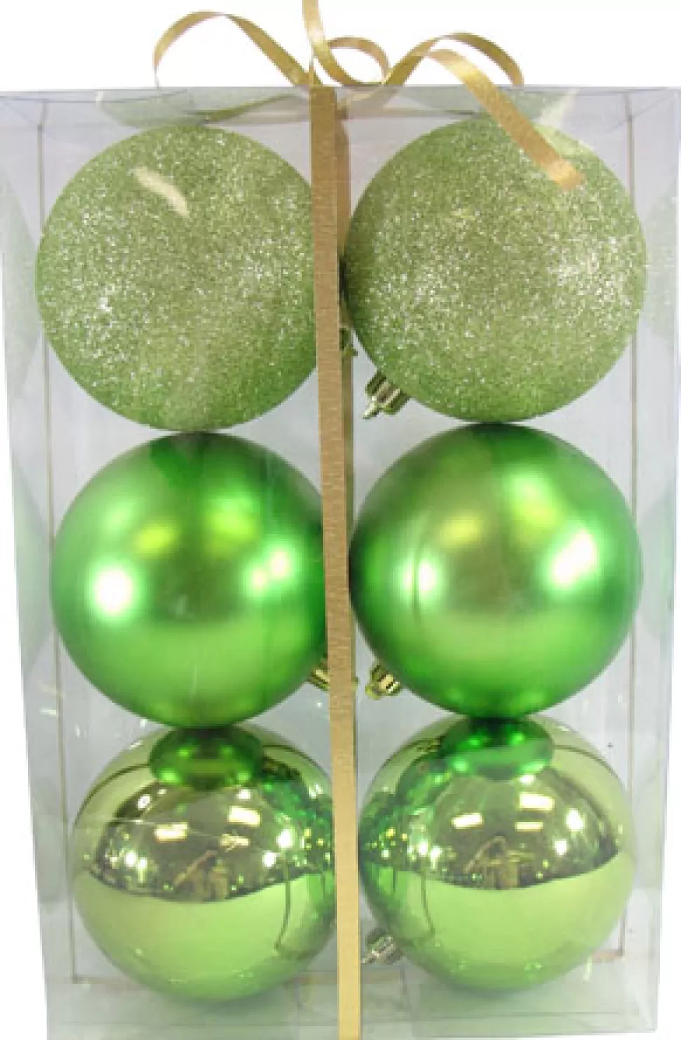 Christmas Forever BALLS BOXED 6PC 100MM CHARTREUSE SHINY/ MATT