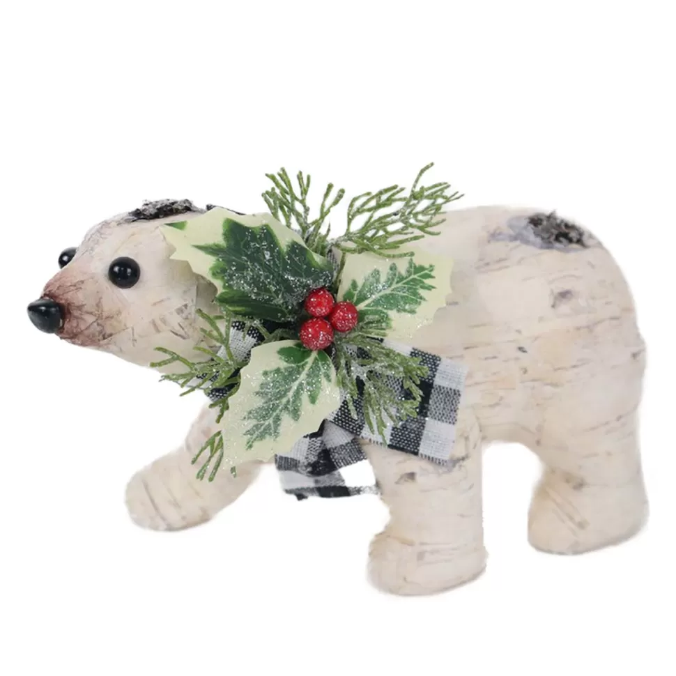 Christmas Forever BEAR BIRCH LOOK 9″X4″X5″ WHITE/BLACK PLAISCARF