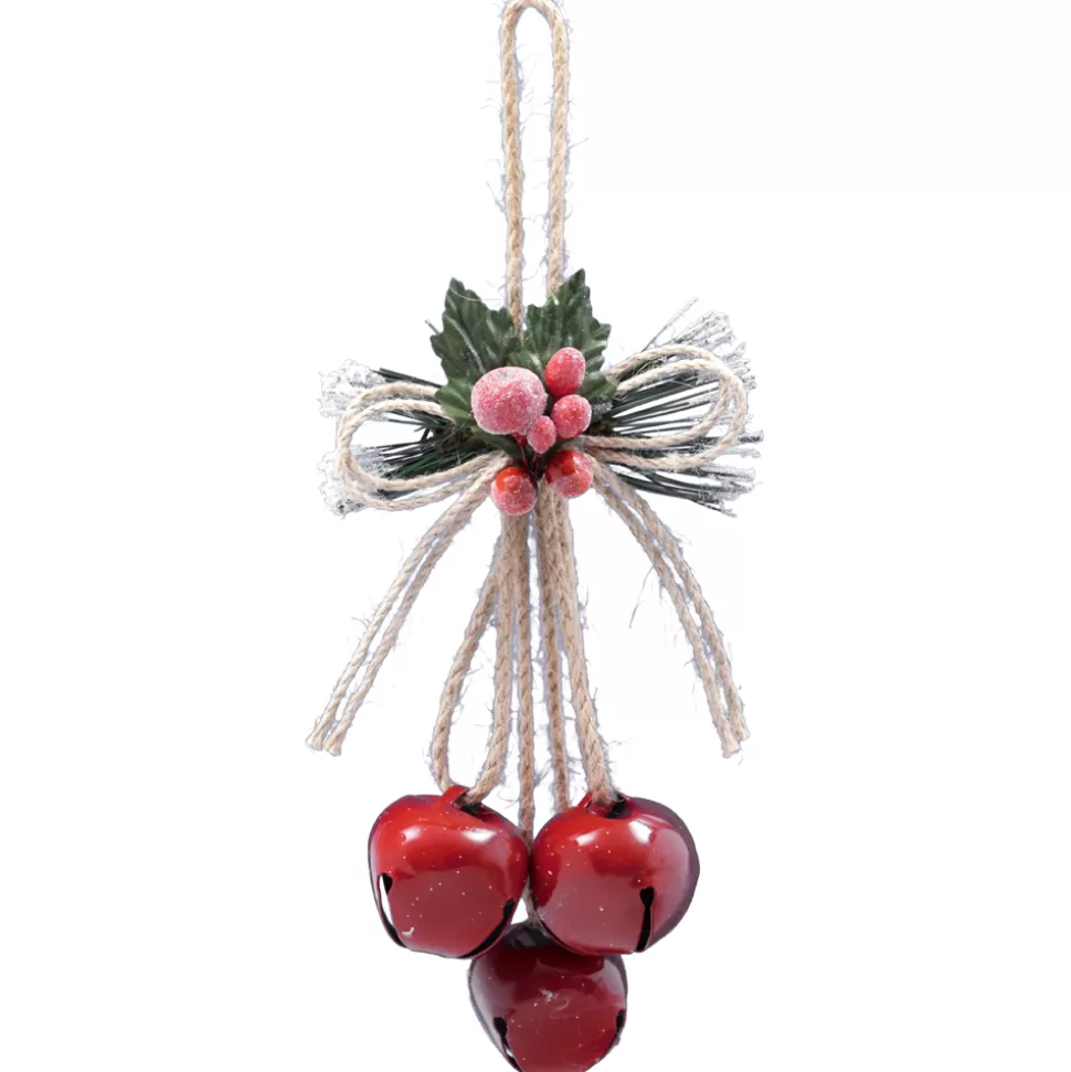 Christmas Forever BELL RED 8″ 35MMX3 DOOR HANGER W/ BOW & BERRIES