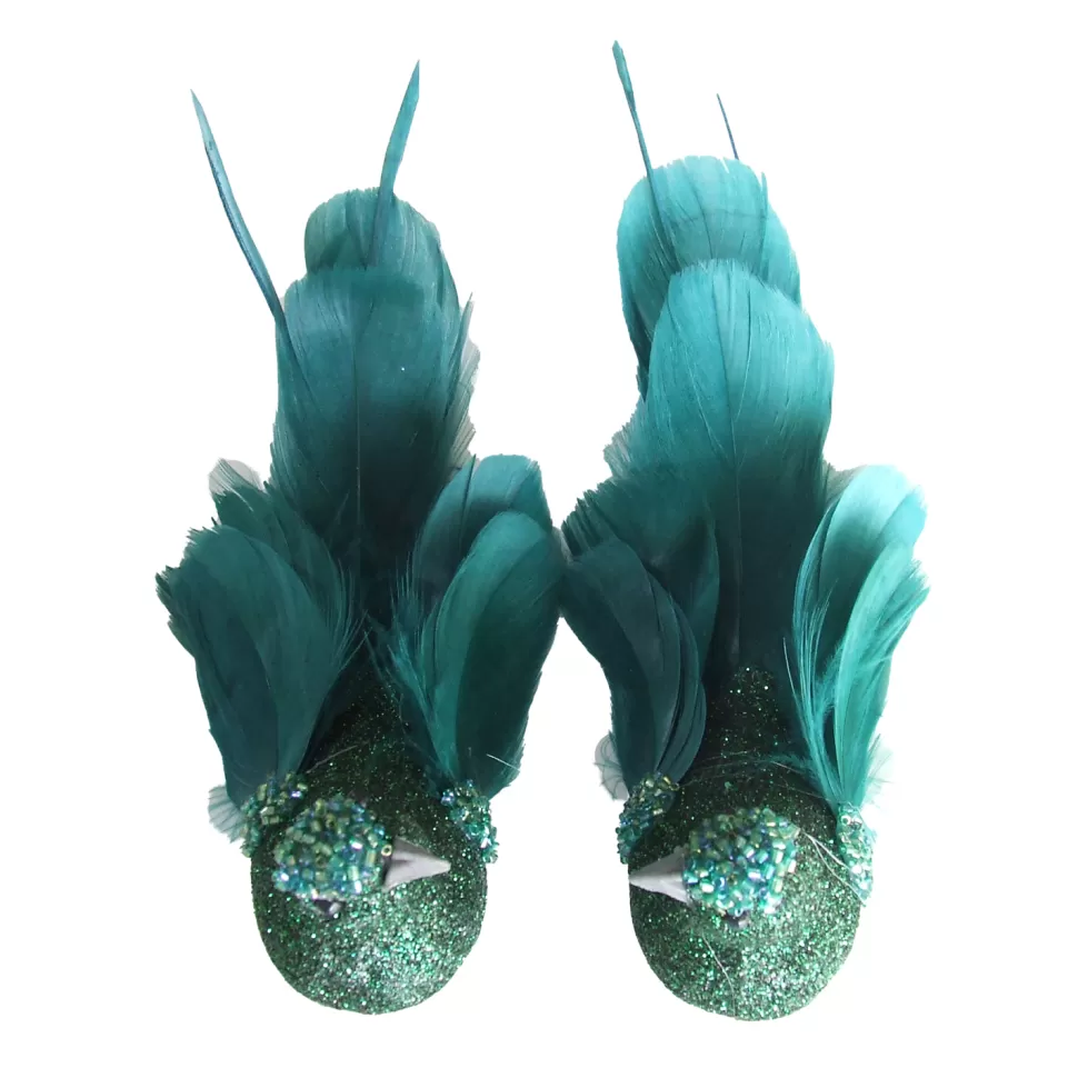 Christmas Forever BIRD GREEN 8″ W/ GLITTER 2/S W/ CLIP