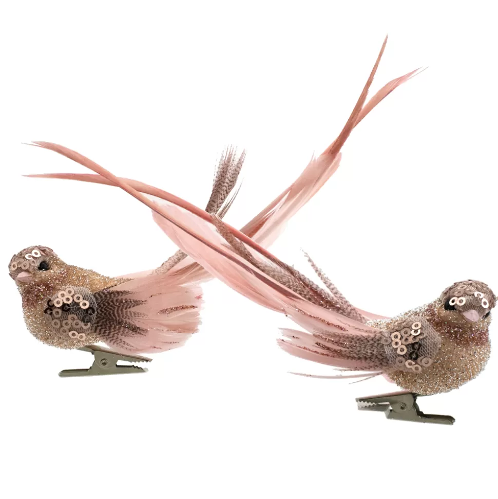 Christmas Forever BIRD ROSE GOLD 5.5″ W/ CLIP & GLITTER 2/S